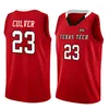 Yeni 23 Jarrett Culver Texas Tech Jersey 2019 Final Four TTU Kırmızı Beyaz Basketbol Formaları TTU Kırmızı Beyaz Formalar