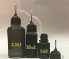 黒い色の針の瓶E液体5ml 10ml 30mlの空の柔らかいプラスチック充填ボトルLDPEの絞り落とされた針 - チップジュースオイルDHLフリー