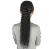 Clipser Ponytail Extension longue ligne droite Kinky épais cheveux bouclés Fluffy Tail poney Enroulable 24 pouces - Noir