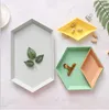 Nordic Wind Geometry mottar frukostbrickor Gratis kombination Stitching Fruit Plate Snack Creative Desktop Smycken Plates Bricka