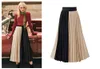 Knee Length Chiffon Colorblock Pleated Skirt Stitching Chiffon Party Dress New Style Women Casual Skirt Cheap In Stock Free Shipping