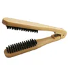 Hair Straightening Brush Boar Bristle Hair Brush Styling Anti-Static Comb V Type Straight Hair DIY Salon Hairdressing F2329