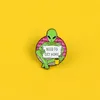 Alien Green Enamel Pin Brouches для женщин Кофейная чашка Значок Рука, держащая бумаги Надо получить домашний лацковый PIN-код Одежда рюкзак Ювелирные изделия