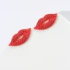 Neoglory Anti Allergy Sexy Red Lip Crystal Stud Earrings For Women Christmas Style Trendy Ears Accessory Gift For Girlfriend