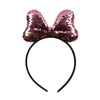 Tjejer hårbågar regnbåge sequin crown hairbands för barn tecknad mus öron huvudband handgjorda barn baby hår tillbehör party huvudbonader