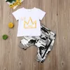 Newborn Kids Baby Boys Crown Print Tops Tshirt Camouflage Shorts Pants 2PCS Outfits Set Clothes 05T 2 Color Baby Boy Clothes6099025