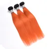 Peruvian Human Hair 3 Bundles 1B/Orange Ombre Two Tones Color Straight Natural Color 1B Orange Straight 3PCS