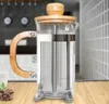 Rostfritt stål Kaffekanna med bambu lock och handtag fransk press bärbar te glas Kettles te filter gga2630