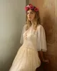 Mantella da sposa da donna Bolero Romantico scialle in tulle Retro Semplice Plus Size Giacca da sposa Boho Avvolgente con nastro Personalizzato