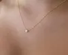 골드 다이아몬드 목걸이 섬세한 솔리테어 펜던트 Dainty Necklace Bridal Jewelry