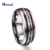 8mm Hawaiian Koa Wood and Abalone Shell Tungsten Carbide Rings Wedding Bands for Men Comfort Fit Size 5-14 Hot Sall