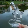 Navire par mer 7 pouces narguilés Klein Tornado Recycler Bongs en verre conduites d'eau de 5 mm d'épaisseur clair type courbé Dab Rigs avec joint de 14 mm avec bol