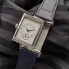 MGF Reverso Tribute Duoface 398258J JLC 854A/2 Orologio automatico da uomo Cassa in acciaio Quadrante blu bianco Cinturino in pelle blu PTJL New Puretime 5A01d4