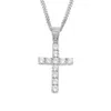 Hip Hop Gold Silver Iced Out Bling Cross Pendant Chains For Mens Jewelry With Stainless Steel Cuban Link Twist Chain Necklace