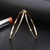 Modischer Ohrring mit Kristall-Strasssteinen, einfacher großer Kreis, Silber/Gold-Creolen, Schmuck für Frauen, GB900