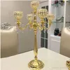 Gold/Silver Candle Holders Wedding Decoration Metal Crystal Centerpiece Dining Table Candelabra Stand Home Decor Mother Day