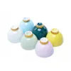 6 gökkuşağı renkli çay bardağı seti sevimli Çin kong fu çay fincanları yüksek kaliteli porselen asya partisi ev taşınmasız hediyeler