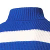 Mens Striped Turtle Neck Sweaters Blue White Red Black Classic Fashion Sweaters Winter Casual Pullover 3XL1