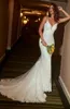 Open-Back Mermaid Wedding Dresses Spaghetti Plunging Neckline Lace Wedding Dress Bridal Gowns Sexy Bride Formal Gown214n