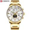 Montre-bracelets regarder les hommes Top Gold Sport Imperproofing Quartz Watches Mens Chronograph Date Horloge masculine Regios Masculino275p