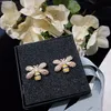 Fashion-Ilver Needle Exquisite High-Grade Work Fashionable Lovely Ear Stud Golden Bee Shape Super Shining Zircon Micro Inset