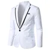 Męskie Koreańskie Slim Fit Fashion Cotton Blazer Suit Kurtka Czarny Niebieski Plus Rozmiar M do 5XL Mężczyzna Blazers Męskie Płaszcz Ślub