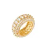 hosale HIP Hop 5 Rows Cubic Zircons Rings Fashion Gold Silver Color Males Finger Rings Size 7-10