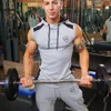 Fitness Men Bodybuilding Sleeveless Muscle Hoodies Workout Clothes Casual Cotton Tops Hooded Tank Tops 2 Color