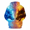Ice Fire Wolf Kołoki Bluzy Jooesart 3D Mężczyźni Kobiety Bluzy Moda Sweter Jesień Dresy Harajuku Bluzy Dorywczo Zwierzę