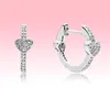 Pave Love Heart Hoop Boucles d'oreilles Femmes Bijoux de mariage avec coffret d'origine pour Pandora 925 Silver CZ Diamond Boucle d'oreille