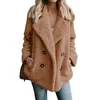 2019 hiver épais chaud Teddy manteau femme revers à manches longues moelleux poilu fausse fourrure vestes femme bouton poches grande taille pardessus