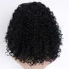 Peruki 16 cali długie ludzkie włosy Big Bouffant Kurne kobiety syntetyczne odporne na ciepło Włókno z czapką czarną 4653221