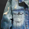 Veste en jean homme Hip Hop rétro veste rue décontracté pilote Harajuku mode trou mince boutonné jaqueta masculino jean
