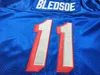 MIT Sällsynta blå anpassade män #11 Drew Bledsoe Team utfärdade 1990 White College Jersey Size S-XXXL eller Custom Any Name eller Number Jersey
