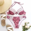 Summer Lace Swimsuit For Women Sexy Two Piece Thong Bikini Set Fashion Pink Beach Designer Swimwear