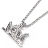 Lettre de zircon glacé motivée par l'argent pendentif collier deux tons plaqué micro pavé laboratoire diamant bling hip hop bijoux cadeau267l