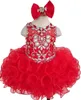 Glitz 컵케잌은 드레스 특종 Neckline 유아의 럭셔리 크리스탈 구슬 짧은 미니 정장 파티 무도회 드레스에 대한 작은 아기 소녀 미인 대회 드레스