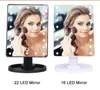 Espelhos LED Touch Screen Makeup Mirror Professional Vanity Mirror com 16/22 luzes LED Beauty Beauty Beautable Bancada 360 rotativa