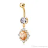 Crystal Dnacing Belly Ring for Girls 18K Yellow Gold Plated CZ Body Piercing Navel for Grils Women P0176