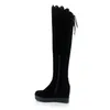 size 33 to 42 43 black lace high heel invisible wedge shoes over the knee thigh high boots sexy winter designer booties tradingbear
