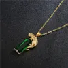 Vecalon pendentif léopard or jaune rempli longue princesse coupe cristal cz fête mariage pendentifs avec collier pour femmes bijoux