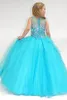 Vestido de baile verde de limão Bateau Sheer Crystals Girl's Girl Dresses Ruffles A Line Flower Girl Dresses Formal Party Dales