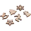 100 st Wood Christmas Dekorationer Snowflake Trä Utsmyckning Julgran Elk Decoration Presenter DIY Jul Tillbehör BH2113 CY