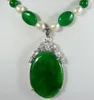 Diseño de Lujo Blanco Perla Y Verde Jade Y Colgante de Jade Collar Envío Gratis