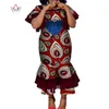 Abiti tradizionali africani per le donne Ankara Kanga Dress Batik Wax Print Shuffle Sleeves Multi Layer Africa Woman Dress WY7735