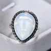 Luckyshine 6 SZTUK Vintage Water Drop White Moonstone Gems Pierścienie dla kobiet Moda Europa Popularne pierścienie Nowe