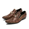 Mode klassisk vintage män paljetter äkta läder klänning skor med fest män skrubba loafers bröllopskor frisör skor