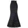 Summer Vintage Mermaid Women Skirts Western Style Plain Pleated Lace-Up Sexy Girls Popular Retro Pure Color Female Long Skirts