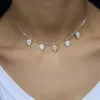 Wholesale-charm necklace 100% 925 sterling silver water drop charm diamond sparking bing wedding birdal gift Fine jewelry