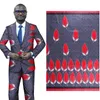 neuer afrikanischer Batikstoff im Ethno-Stil mit roten Blättern, bedruckter Baumwollstoff, gute Qualität, Anzug, Kleid, Kleidung, Stoff, Großhandel